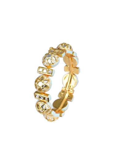 Aqua Bangle With Studded Kundan And Meenakari Detail