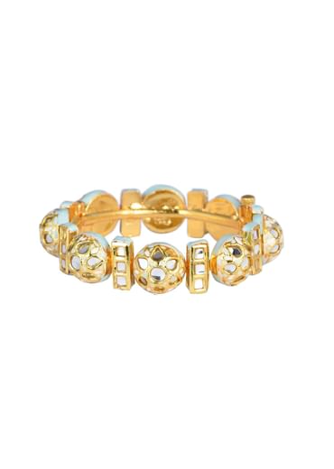 Aqua Bangle With Studded Kundan And Meenakari Detail