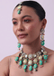 Aqua Blue Gold Finish Choker Set With Maang Tikka And Earrings