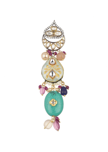 Aqua Blue Gold Finish Choker Set With Maang Tikka And Earrings