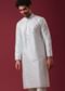 Aquatic Blue Kurta Set In Silk With Mirror Work