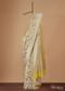 Canary Yellow Saree In Georgette With Striped Banarasi Zari Weave And An Unstitched Blouse