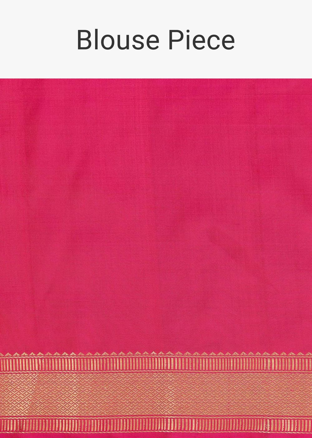 Azalea Pink Silk Saree In Zari Woven Border With Paithani Pallu And Unstitched Blouse