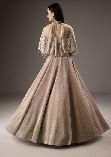 Baby Pink Fancy Bridesmaid Lehenga With Cape