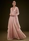 Baby Pink V Neck Anarkali With Printed Dupatta