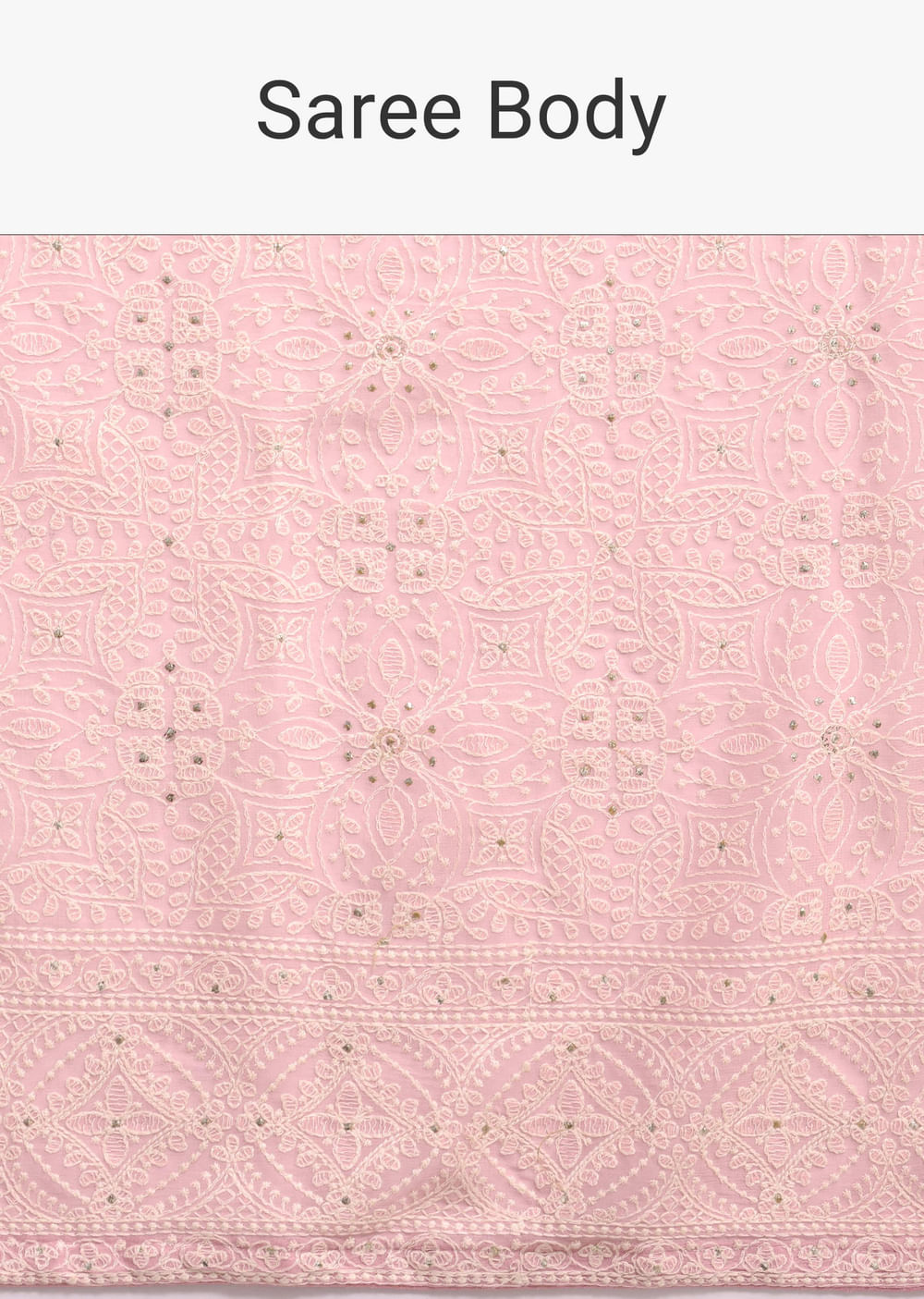 Baby Pink Georgette Chikankari Saree With Unstitched Blouse