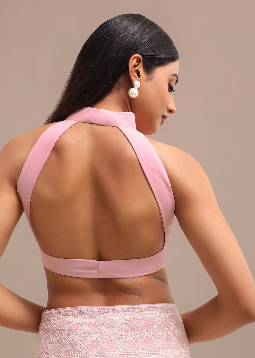 Baby Pink Georgette Chikankari Saree With Unstitched Blouse