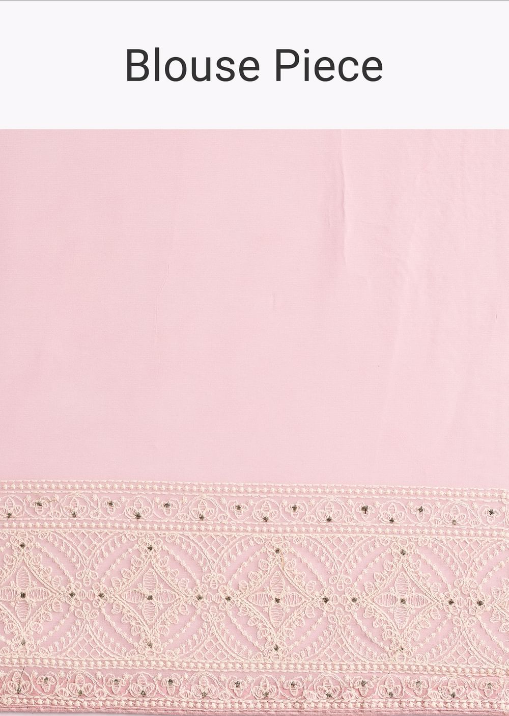 Baby Pink Georgette Chikankari Saree With Unstitched Blouse
