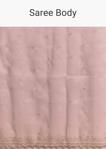 Baby Pink Organza Embroidered Saree With Jaal Work