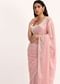 Baby Pink Satin Saree With Thread And Stone Embroidery And Unstitched Blouse