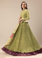 Bamboo Green Embroidered Kurta Skirt Set