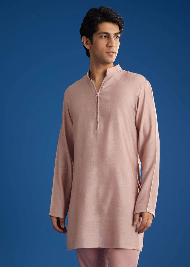 Banarasi Silk Jacket Kurta Set With Front Zip Closure Banarasi Silk Jacket Kurta Set With Front Zip Closure