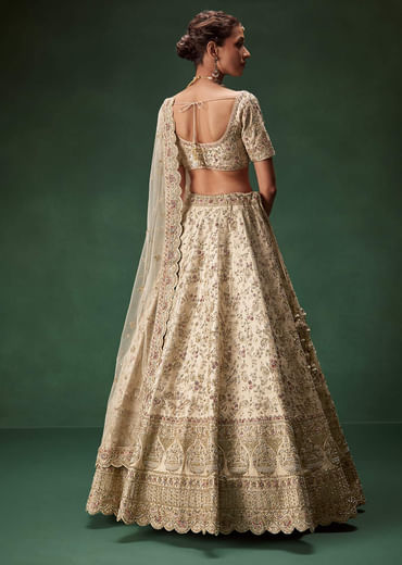 Beige Bridal Lehenga With Sequin And Zari Work Beige Bridal Lehenga With Sequin And Zari Work