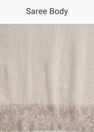 Beige Chiffon Saree with Resham Floral Cutwork