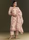 Beige Cotton Block Print Kurta Set With Printed Dupatta