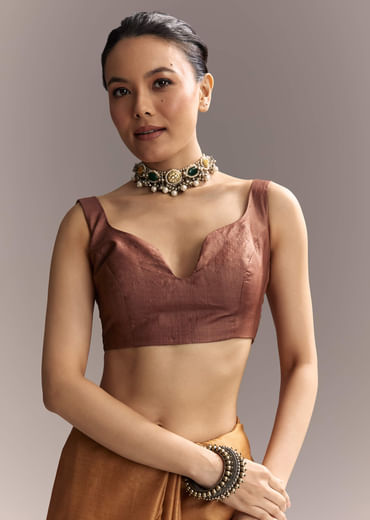 Beige Cotton Saree With Hand Painted Motifs And Brown Border