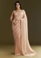 Beige Crepe Tissue Saree With Moti Beads And Cutdana Embroidery