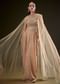 Beige Drape Dhoti Skirt With Embroidered Bustier And Long Cape