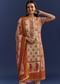 Beige Floral Printed Kurta And Dupatta With Cut Dana And Zardosi Work