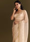 Beige Glass Tissue Saree With Cutdana And Beads Scallop Border