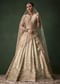 Beige Gold Bridal Raw Silk Lehenga Set with Two Dupattas