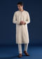 Beige Jacquard Mens Kurta and Pant Set