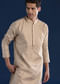 Beige Jacquard Mens Kurta Set
