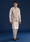 Beige Jacquard Silk Embroidered Jacket Kurta Set