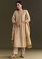 Beige Jamdani Cotton Kurta Pant Set With Zari Dupatta