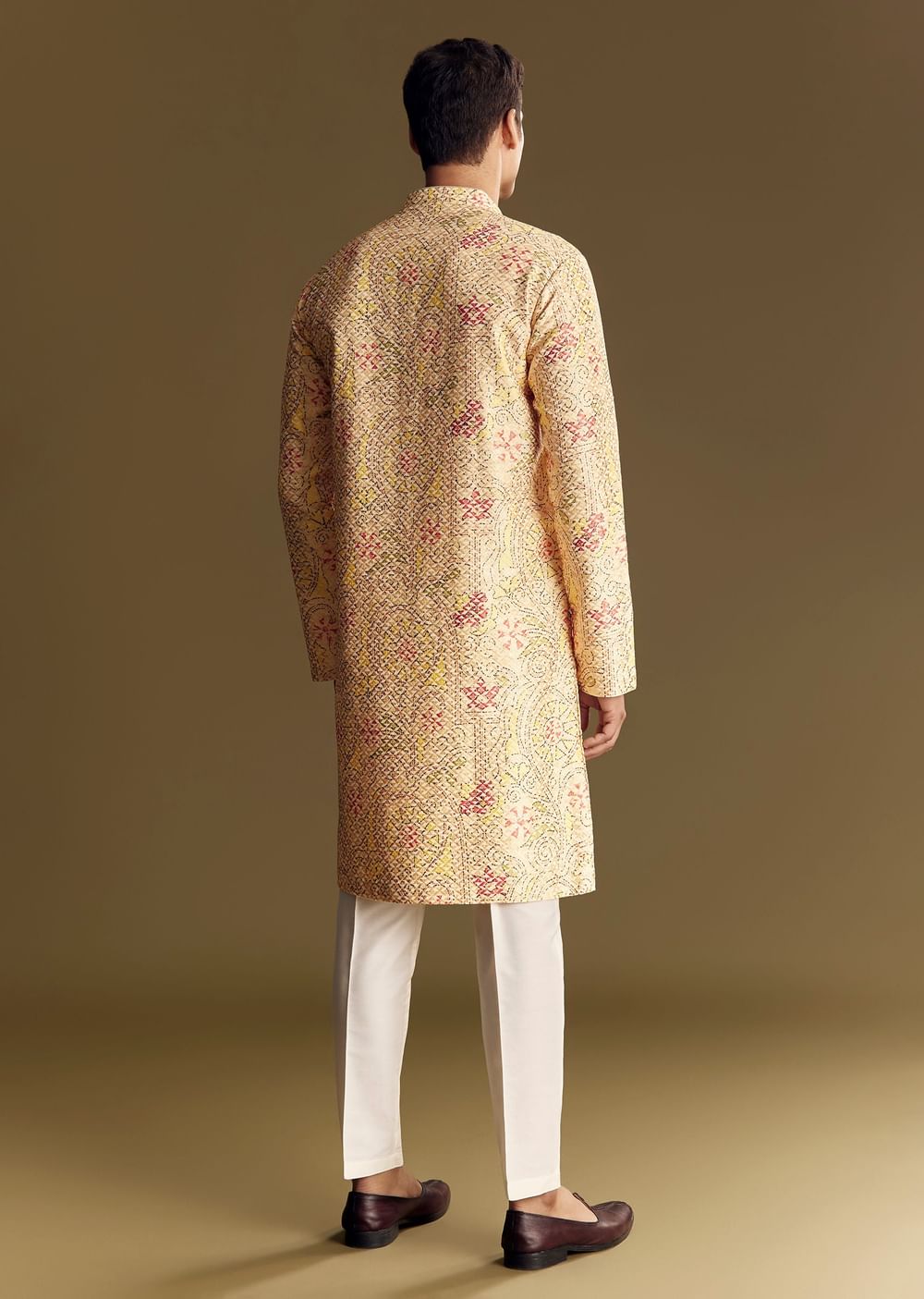 Beige Linen Kurta Set With Minimalist Detailing