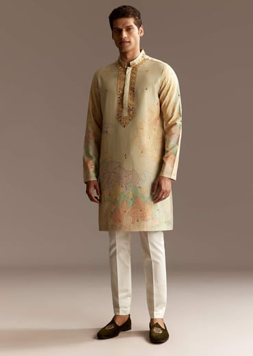 Beige Mirror Kurta Set