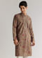 Beige Modal Chanderi Zari Mirrorwork Kurta Jacket Set