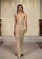 Beige Net Bridal Gown With Bustier Layer