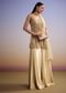 Beige Net Palazzo Suit With Moti And Cut Dana Embroidery
