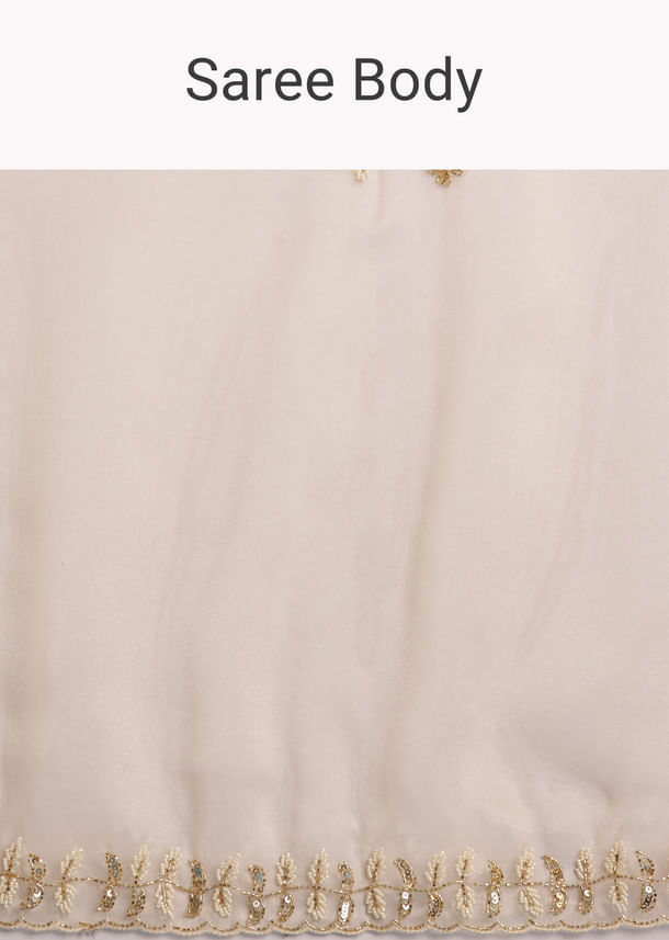 Beige Organza Tissue Saree With Cutdana Detailing