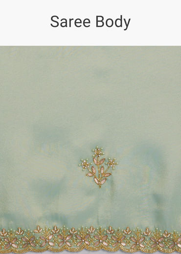Mint Green Organza Tissue Saree With Subtle Embroidery