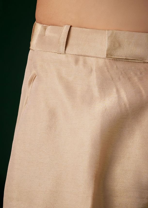 Beige Raw Silk Indowestern Sherwani Set