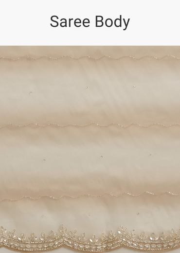 Beige Shaded Glass Tissue Saree With Stone Embellishment