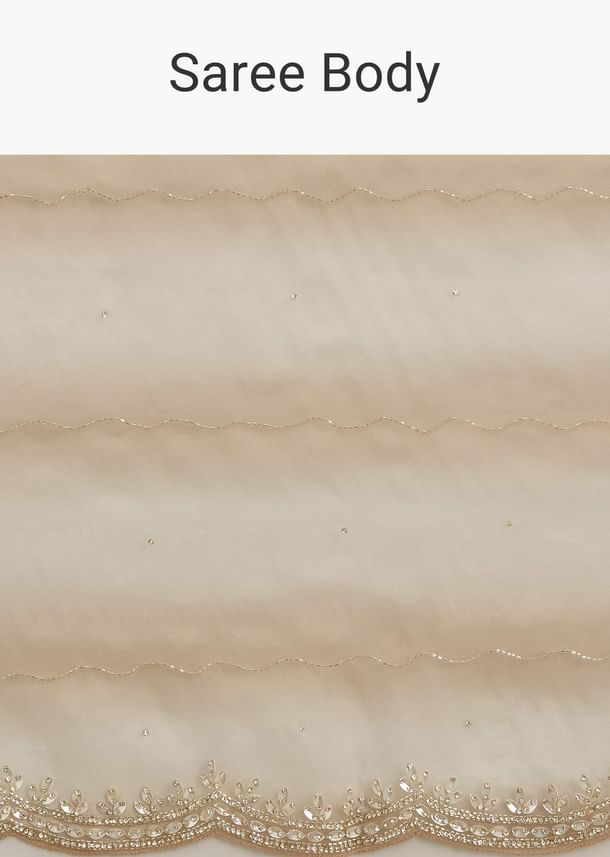 Beige Shaded Glass Tissue Saree With Stone Embellishment