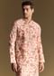 Beige Silk Kurta Set With Floral Foil Accents And Stone Detailing