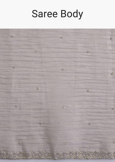 Beige Tissue Saree With Heavy Hand Embroidery