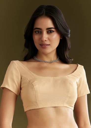 Beige Tissue Saree With Leaf Motif Embroidery In Sequins And Cutdana