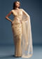 Beige Tissue Saree With Vine And Floral Embroidery