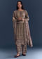 Beige Wine Crepe Kurta Set With Floral Print