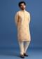 Beige Brocade Printed Kurta Set