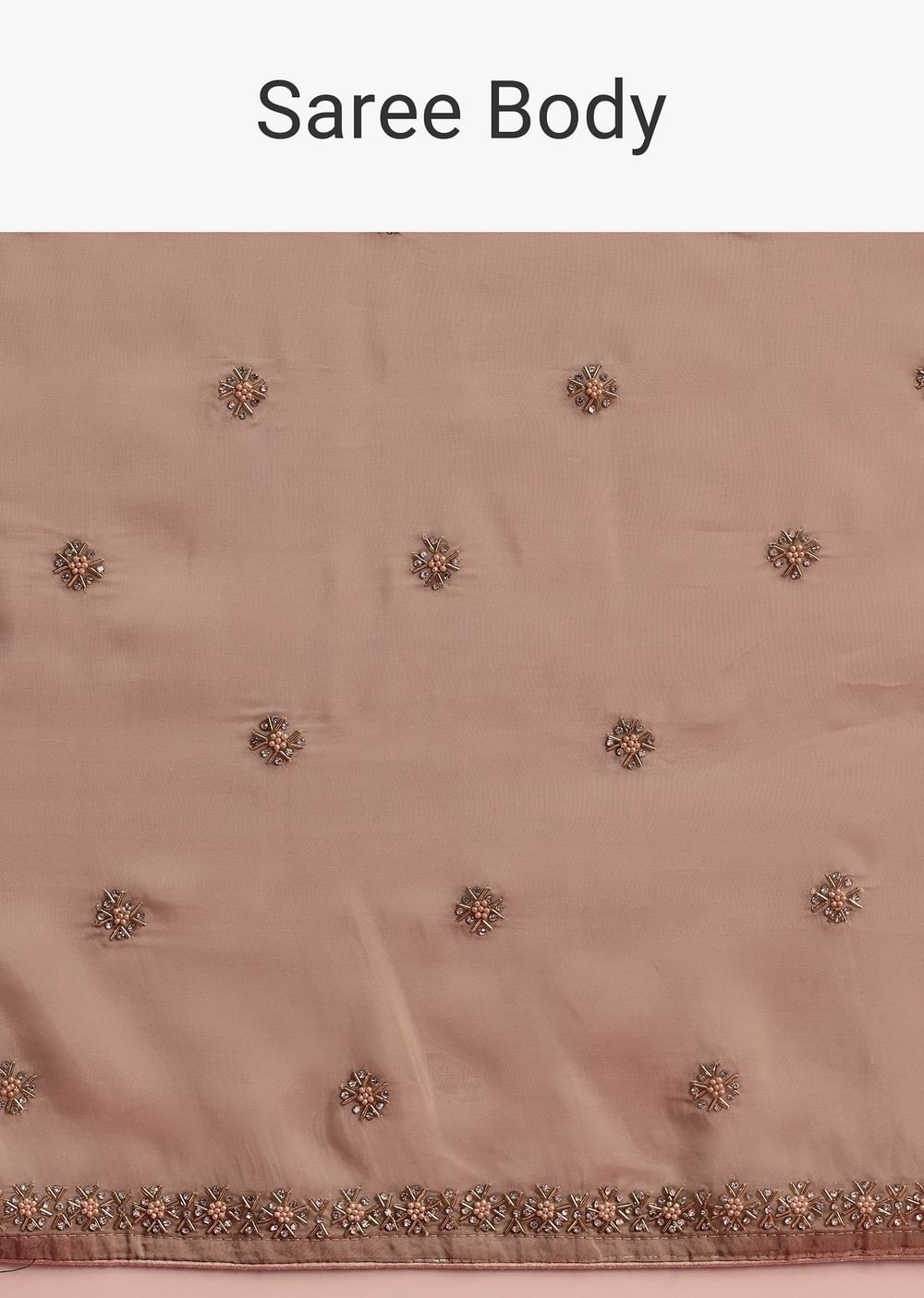 Beige Crepe Silk Saree With Cutdana Work