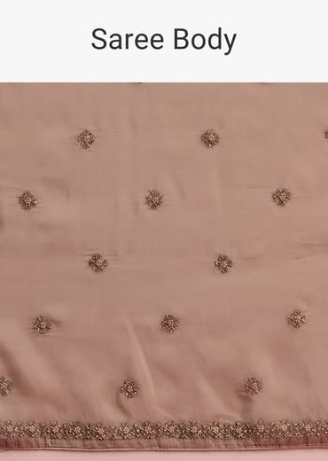 Beige Crepe Silk Saree With Cutdana Work