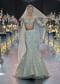 Beige Fish-Cut Lehenga And Blouse With Crystal Tassels