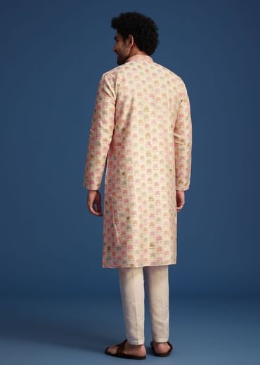 Beige Floral Printed Kurta Set