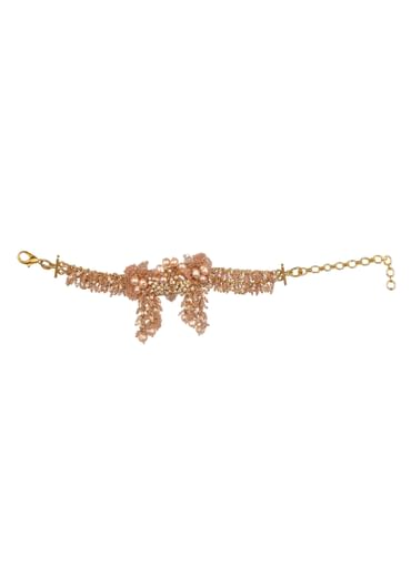 Beige Handcrafted Bracelet In Mix Metal